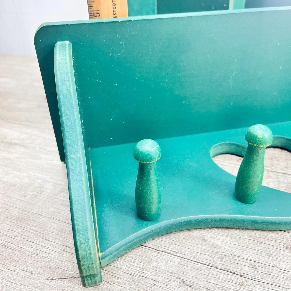 Green Wooden Heart Shelf and Mirror Set - Vintage Cottagecore Decor